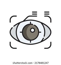 Vektorgrafik der Augenerkennung - Vektorgrafik. Flaches Outline Cartoon. Cybersicherheitssymbol-Konzept isolierter Premium-Vektorgrafik