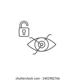Eye recognition, technology icon. Element of future world icon. Thin line icon for website design and development, app development. Premium icon