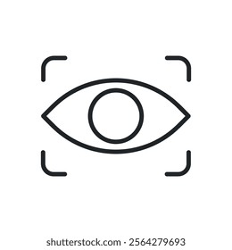 Eye recognition thin line icons. Perfect pixel on transparent background