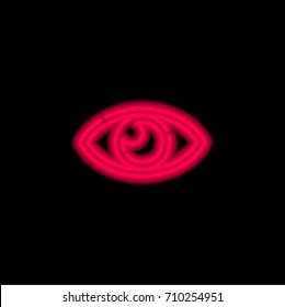 Eye red glowing neon ui ux icon. Glowing sign logo vector