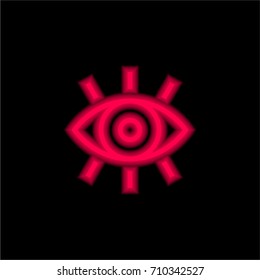 Eye red glowing neon ui ux icon. Glowing sign logo vector