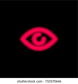 Eye red glowing neon ui ux icon. Glowing sign logo vector
