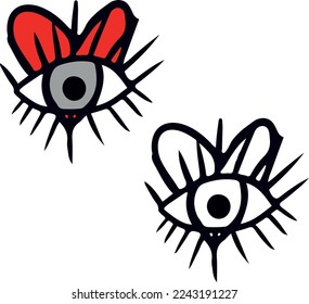 Eye and red heart illustration