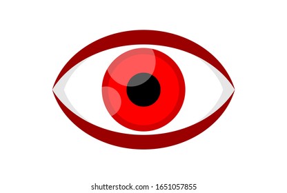 icono del ojo rojo aislado en fondo blanco