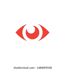 Eye Red Icon On White Background. Red Flat Style Vector Illustration.