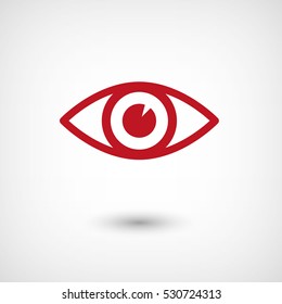 Eye - red  vector icon with shadow