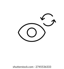 Eye and renew arrows. Vision update, eye refresh, sight renewal. Pixel perfect, editable stroke vector icon