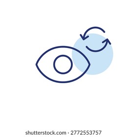 Eye and renew arrows. Vision update, eye refresh, sight renewal. Pixel perfect, editable stroke vector icon
