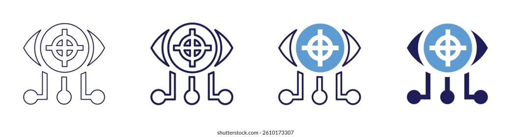 Eye retina health icon in 4 different styles. Thin Line, Line, Bold Line, Duotone. Duotone style. Editable stroke.