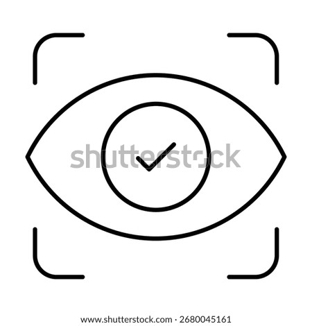 Eye retina scan web icon. Eye Scanning Recognition Icon for Security or Biometrics.  Optometry eye exam icon.