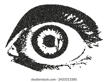 The eye with a retro photocopy effect. y2k elements for design. The contemporary anti-design trend.