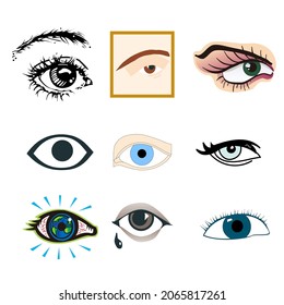 Conjunto de diseño de ilustración de dibujos animados con estilo de retroceso ocular