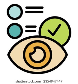 Eye review icon outline vector. Positive help. Client app color flat