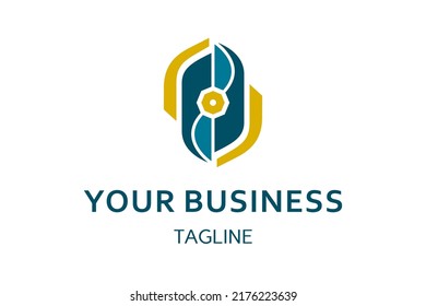 Logo de negocios digitales con concepto de inteligencia artificial, formando un símbolo ocular. Muy adecuado para desarrolladores web, ingeniero de software o logotipo de inicio
