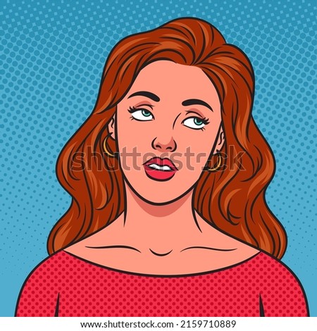 Eye Roll girl pop art retro vector illustration. Comic book style imitation.