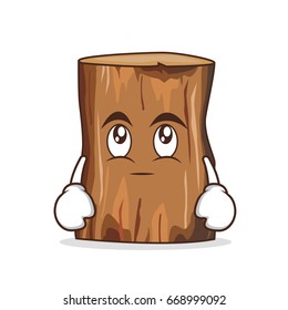 Eye roll tree trunk character cartoon vector illustration