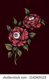 Eye with rose flower vector illustration