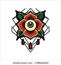 eye rose tattoo vector design for merchandise