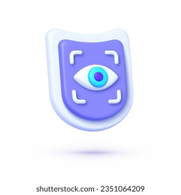Eye scan 3d on white background. Icon design. Data technology. Eye business concept. 3d vector illustration