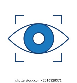 Ícones de traçado editável azul da varredura ocular. Tecnologia de segurança cibernética, Phishing, Hacking, Crimes cibernéticos, Segurança, Cavalo de Troia, Proteção de dispositivos, Ilustração do vetor de privacidade.