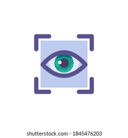 Eye scan flat icon, vector sign, eye biometric identification colorful pictogram isolated on white. Symbol, logo illustration. Flat style design