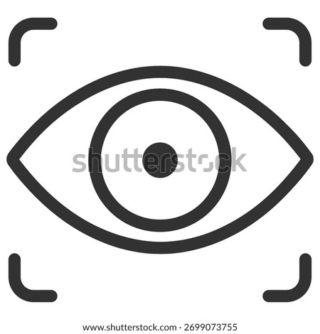 Eye scan icon. Biometric recognition and access verification symbol on transparent background