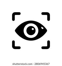 Eye Scan Icon Containing retina recognition, biometric verification, and security. Solid icon