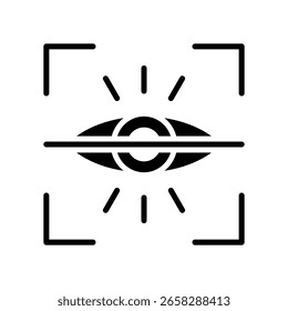 Ilustración vectorial de glifo de ícono de escaneo ocular
