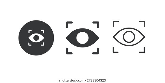 Icono de escaneo ocular. Icono de serie múltiple. Pixel perfecto aislado sobre fondo blanco. Ilustración vectorial