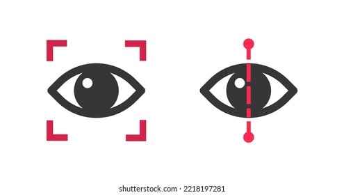 Eye Scan Icon Pictogram Vector Or Digital Identity Biometric Recognition For Secure Technology Symbol Graphic Illustration, Retina Data Medical Exam Scanning, Ophthalmology Health Care Sign