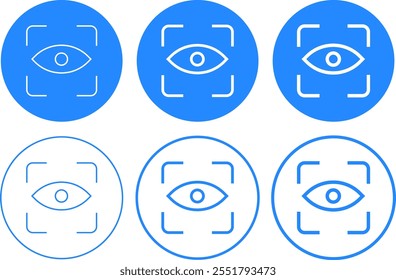 Conjunto de iconos de escaneo ocular. Signo de contorno de la vista. Icono de ojo de exploración de retina colección
