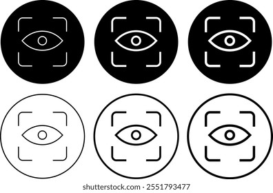 Conjunto de iconos de escaneo ocular. Signo de contorno de la vista. Icono de ojo de exploración de retina colección