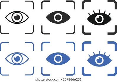 Conjunto de iconos de escaneo ocular. Escaneando los iconos de los ojos colección. Símbolo del escáner ocular. Signo de verificación de autenticación digital