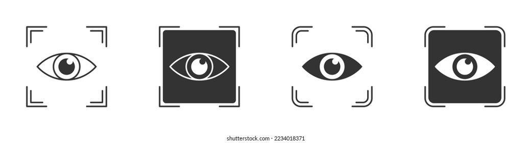 Eye scan icon set. Vector illustration.
