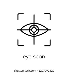 Eye scan icon. Trendy modern flat linear vector Eye scan icon on white background from thin line Artificial Intelligence, Future Technology collection, editable outline stroke vector illustration