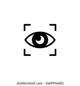 Eye scan icon vector in black solid flat design icon isolated on white background