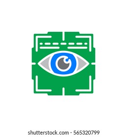 Eye scan icon vector, filled flat sign, solid colorful pictogram isolated on white. Iris scanner symbol, logo illustration