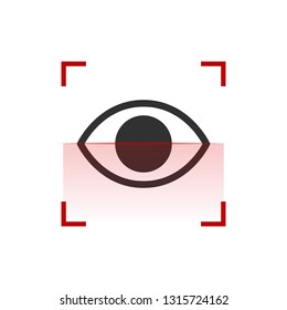 Eye scan icon,eye scanner, biometric recognition system. Vector illustration isolated on white background.