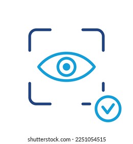 Eye Scan ID Line Icon. Vision Scanning Technology for Security Access Pictogram. Iris Recognition for Biometric Identification Sign. Retina Scanner. Editable Stroke. Isolated Vector Illustration.