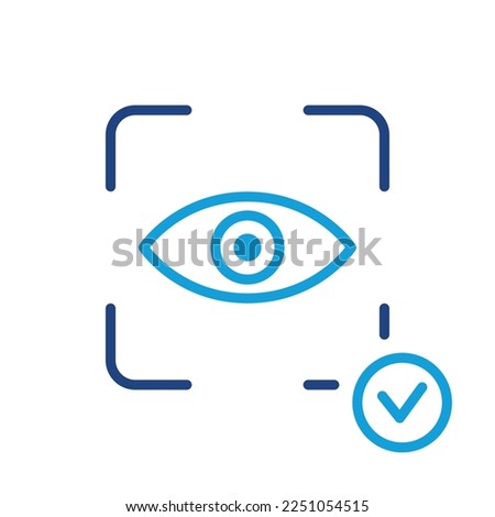 Eye Scan ID Line Icon. Vision Scanning Technology for Security Access Pictogram. Iris Recognition for Biometric Identification Sign. Retina Scanner. Editable Stroke. Isolated Vector Illustration.