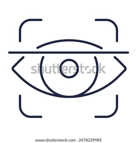 Eye scan ID line icon. Cyber security, technology, biometric, concept. Eye scanning symbol in a frame for website and mobile. White background. Editable vector stroke. Pixel Perfect.