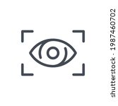 Eye scan line icon. Digital eye with scanning frame vector outline sign.