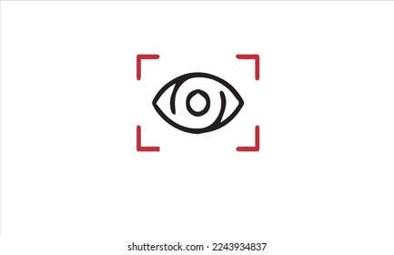 Eye scan line icon. Digital eye with scanning frame vector outline sign.