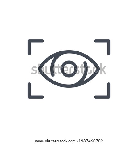 Eye scan line icon. Digital eye with scanning frame vector outline sign.