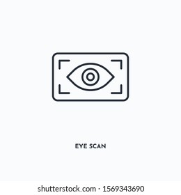 Eye scan outline icon. Simple linear element illustration. Isolated line Eye scan icon on white background. Thin stroke sign can be used for web, mobile and UI.