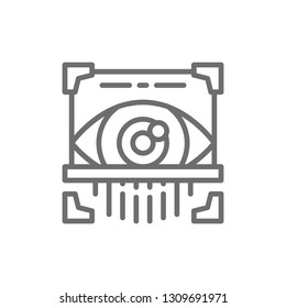 Eye scan, retina scanner, id identity line icon.