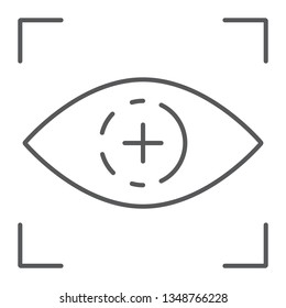 Eye scan thin line icon, access and identification, retina scan sign, vector graphics, a linear pattern on a white background, eps 10.