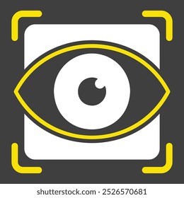 Eye scan vector icon on dark background. Retina check symbol. Security sign. Graph symbol for your web site design, logo, app, UI