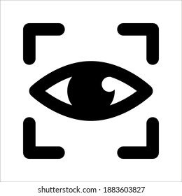 Eye scan vector icon, security check symbol on white background. color editable