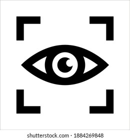 Eye scan vector icon, security check symbol on white background. color editable